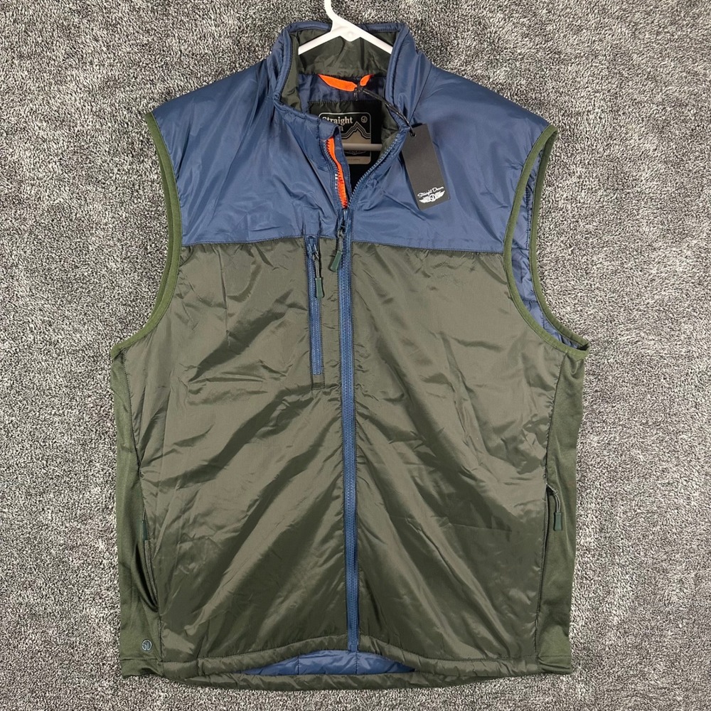 Straight Down Vest Mens L Jasper Blue Green Insulated Golf Puffer Full Zip NEW